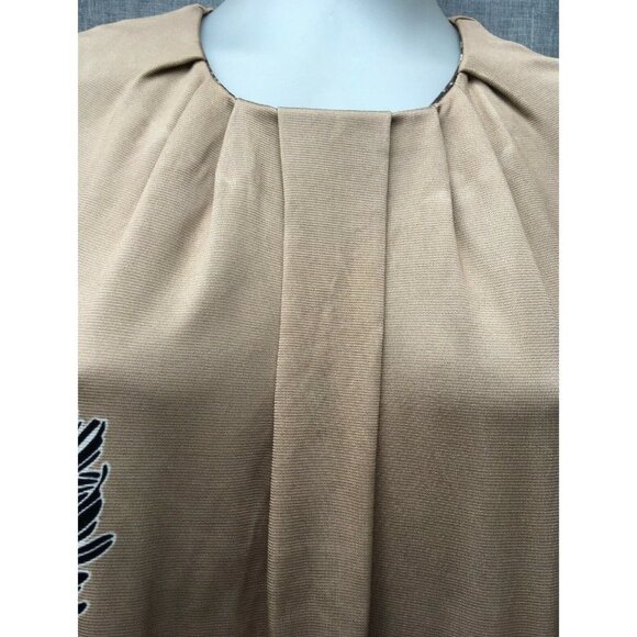 Class Roberto Cavalli Dress Shift Mini Size 10 Tan Black Border Hologram Italy - Picture 3 of 12